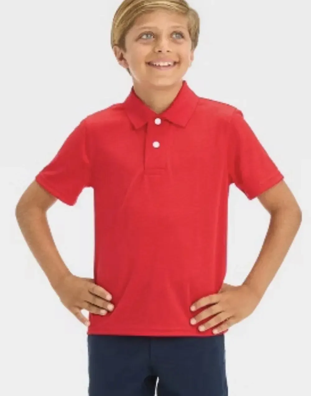 Cat & Jack Boys' Short Sleeve Performance Uniform Polo Shirt - Red Small